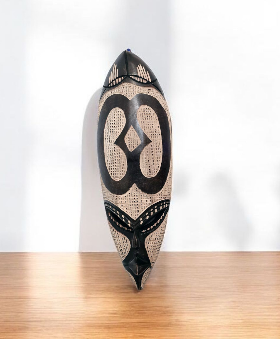 Nyame Biribi Wo Soro-Adinkra Hand Carved African Mask