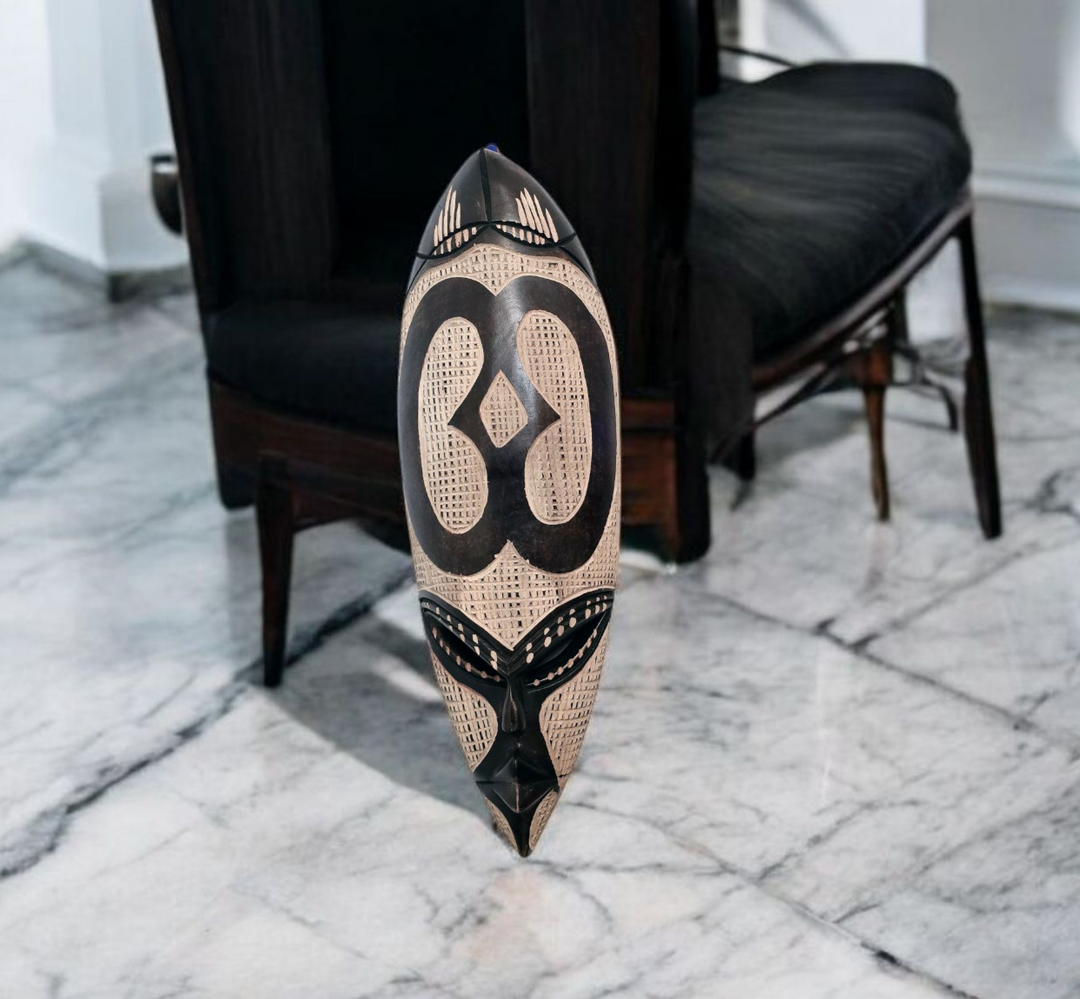Nyame Biribi Wo Soro-Adinkra Hand Carved African Mask
