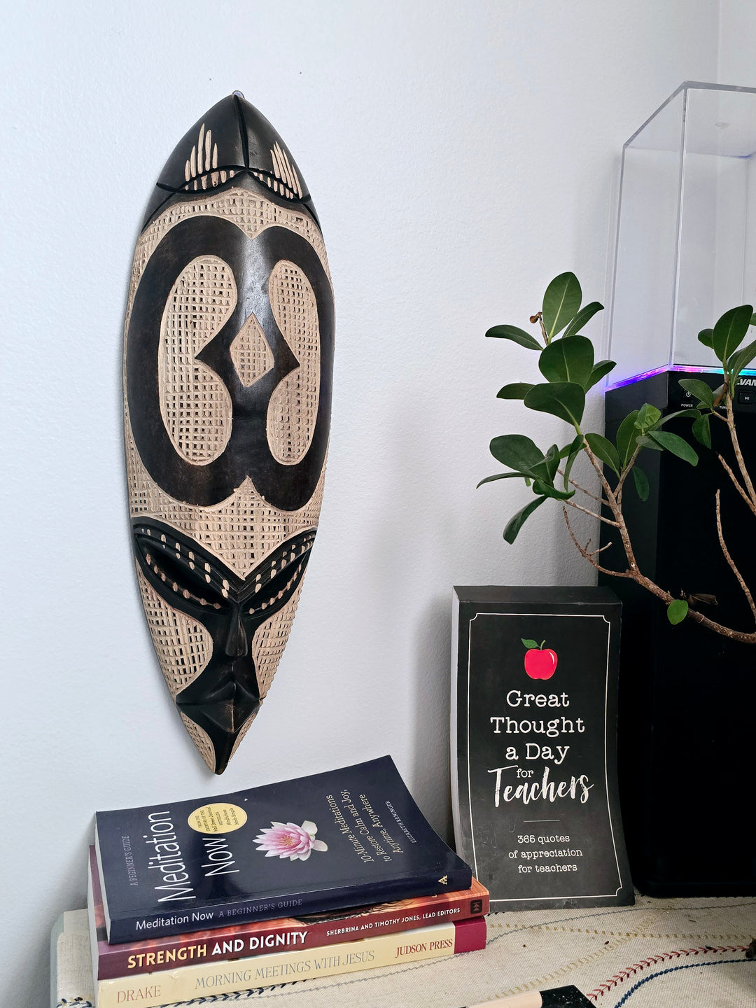 Nyame Biribi Wo Soro-Adinkra Hand Carved African Mask