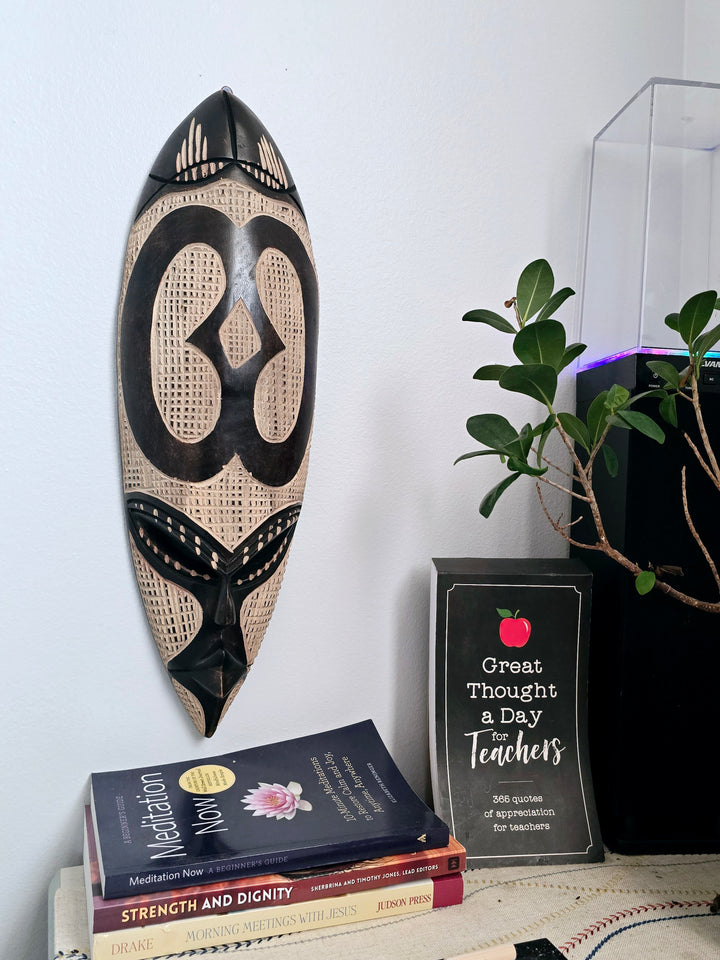 Nyame Biribi Wo Soro-Adinkra Hand Carved African Mask