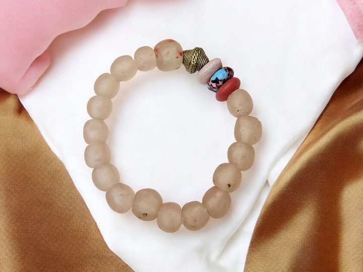 "Dzɔlɔ"- One of a Kind Bracelet-Light Pink