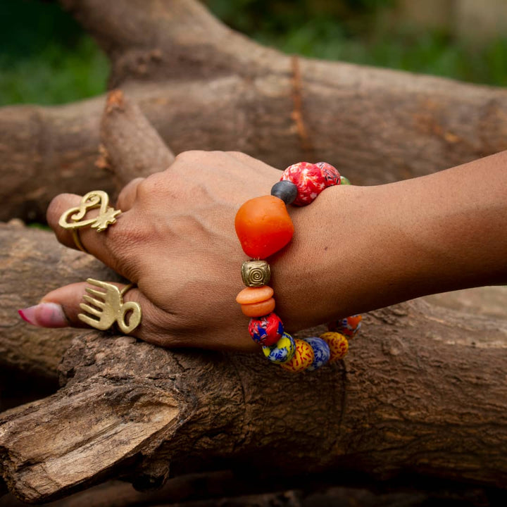 "Dzɔlɔ"- One of a Kind Bracelet-Light Pink