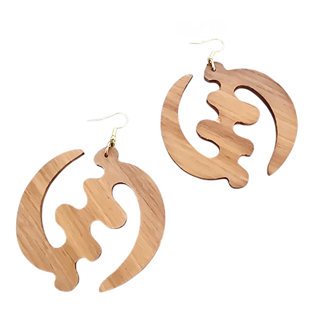 Jumbo Gye Nyame Adinkra Wooden Earrings