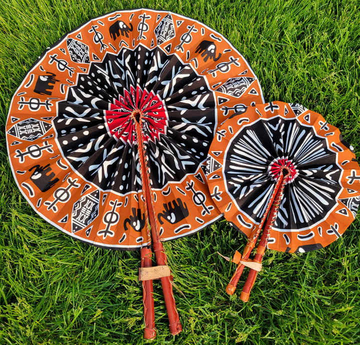 Handheld Fan Foldable | Jumbo Ankara Fans | Ayebea's Sankofa