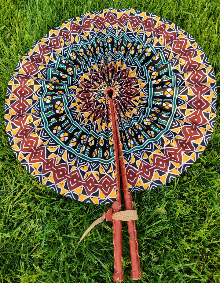 Handheld Fan Foldable | Jumbo Ankara Fans | Ayebea's Sankofa