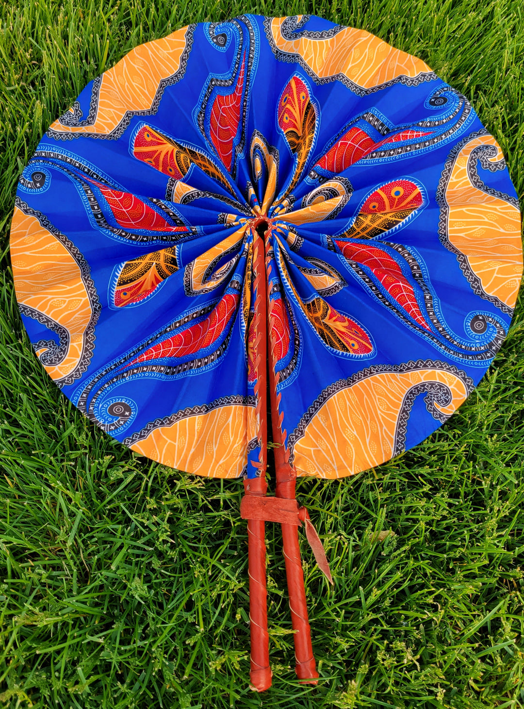 Handheld Fan Foldable | Jumbo Ankara Fans | Ayebea's Sankofa