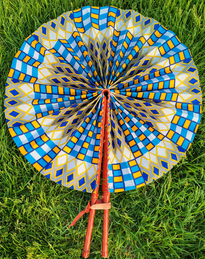 Handheld Fan Foldable | Jumbo Ankara Fans | Ayebea's Sankofa