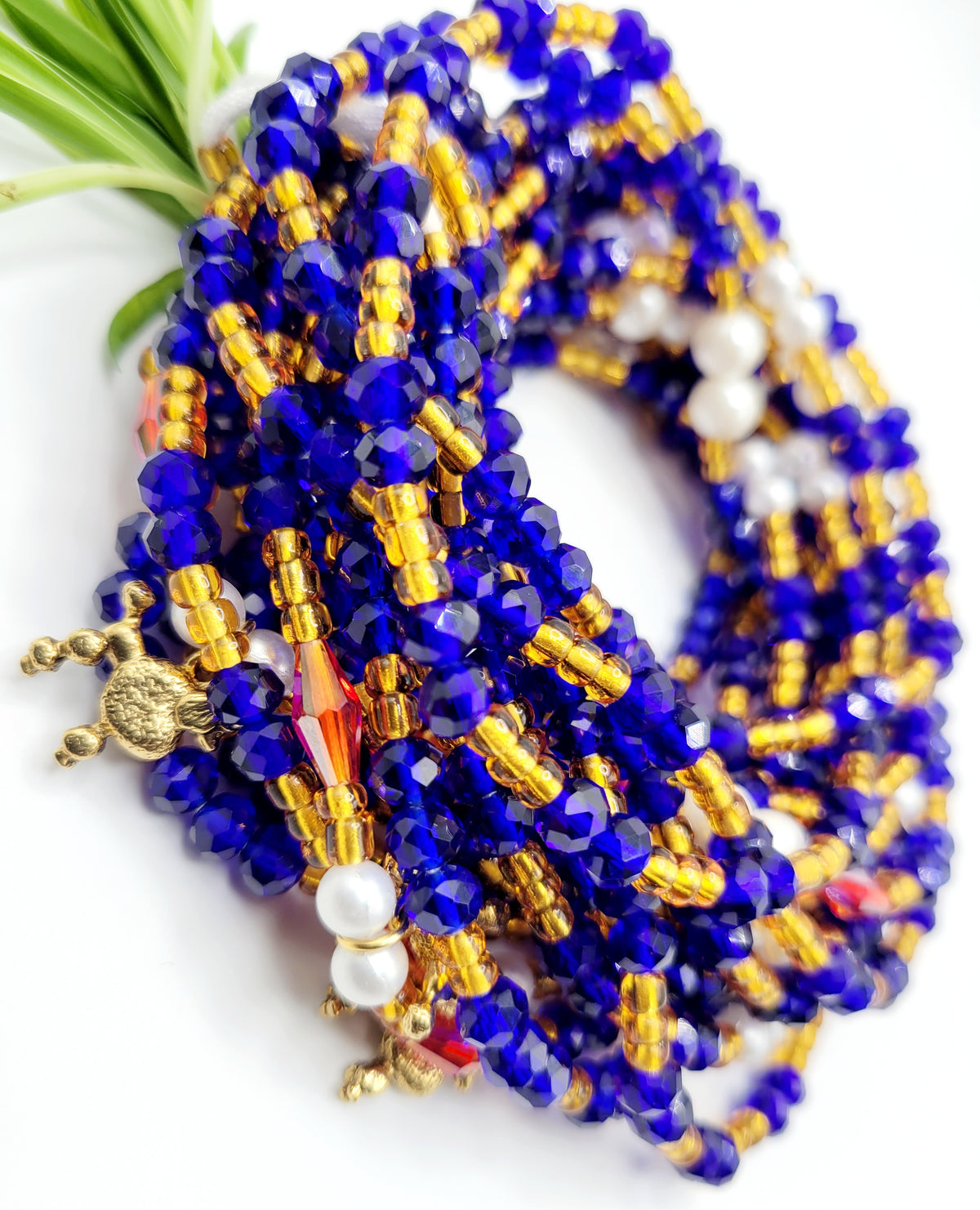 Luxury Waist Beads Africa | Sorority-Blue and Gold | Ayebea's Sankofa