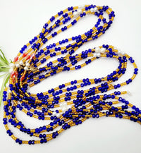 Luxury Waist Beads Africa | Sorority-Blue and Gold | Ayebea's Sankofa