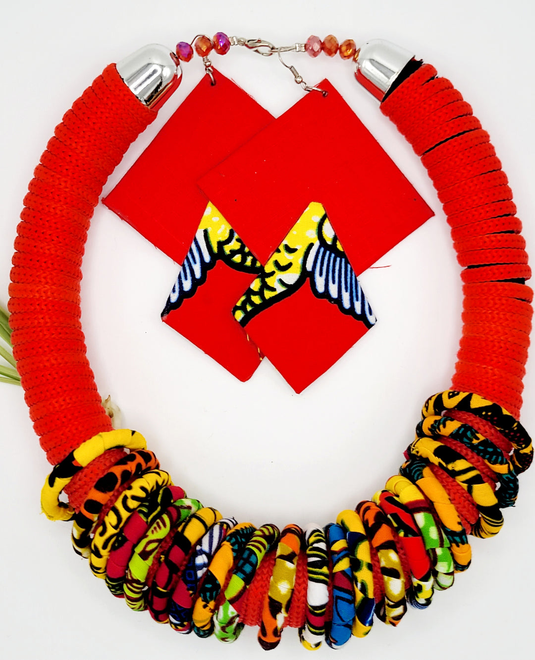 Handmade African Jewelry | Ankara Rink Necklace Set | Ayebea's Sankofa