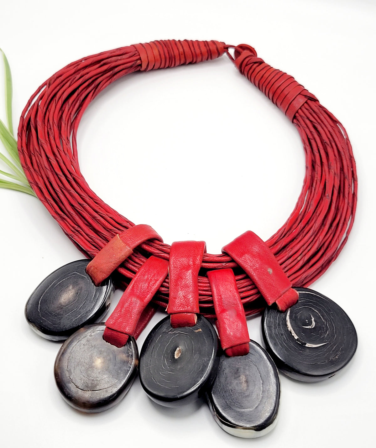 Cow Horn and Leather Necklace