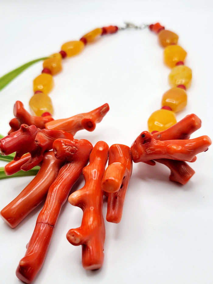 Coral Beads Necklace | Coral Statement Piece | Ayebea's Sankofa
