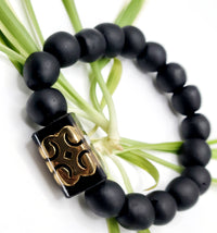 Black Beads Bracelet | EcoAdinkra Harmony Bracelets | Ayebea's Sankofa