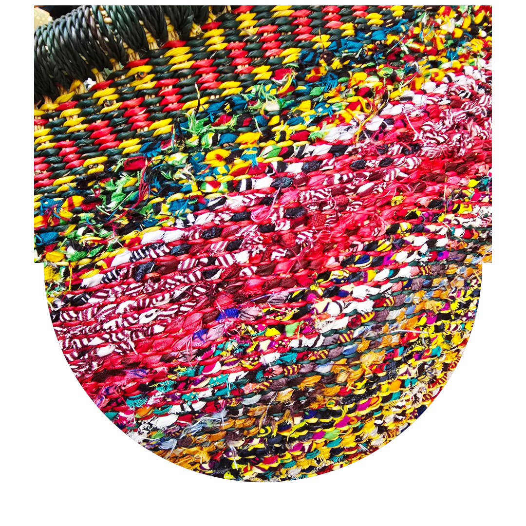 Bolga Basket with Ankara Accent – Handwoven & Upcycled