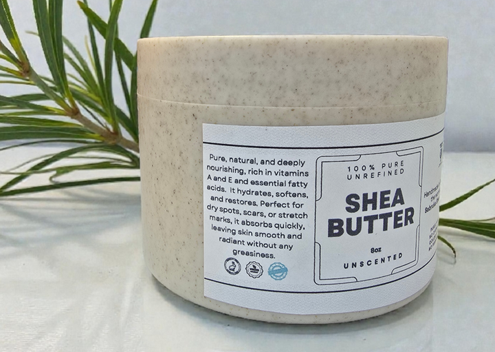 8oz Natural Shea Butter — Sustainably Packaged in Wheat Straw Jar