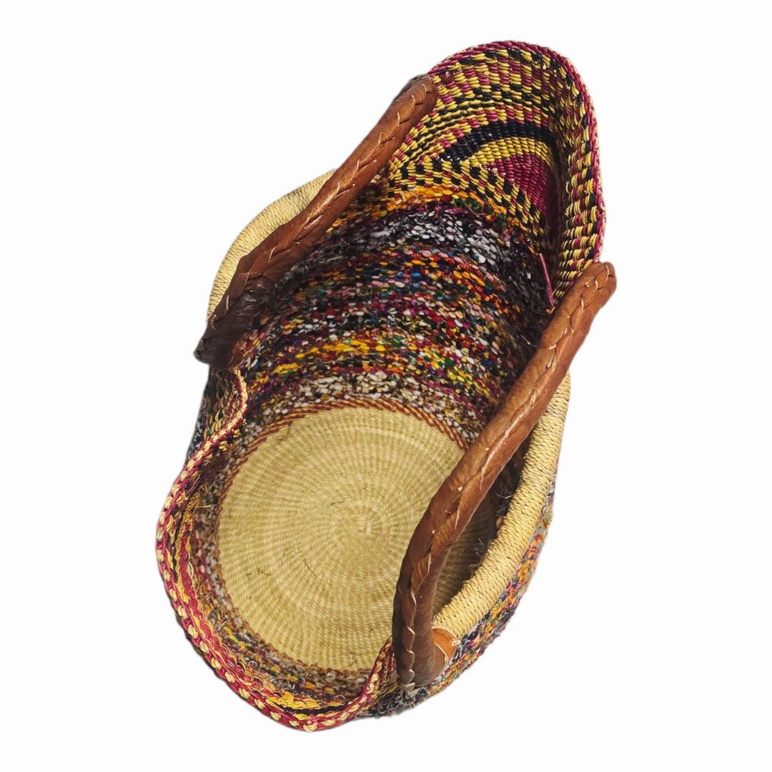 Bolga Basket with Ankara Accent – Handwoven & Upcycled-ORG