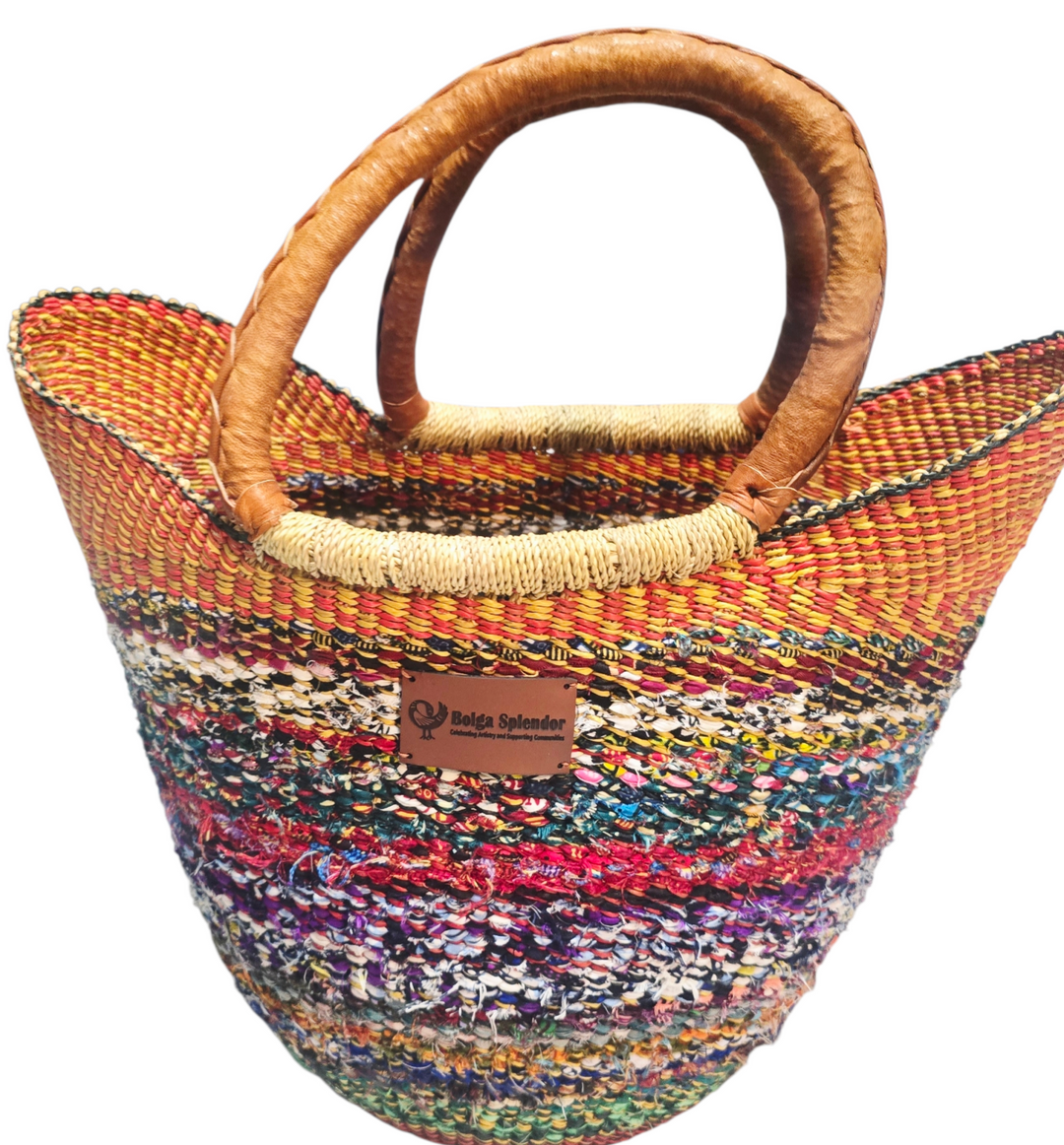 Bolga Basket with Ankara Accent – Handwoven & Upcycled