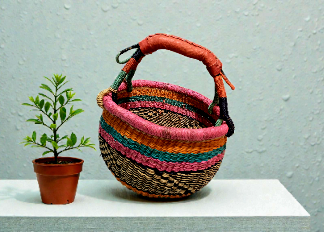 Small Bolga Storage Basket — Handmade by the Women of Ayebase