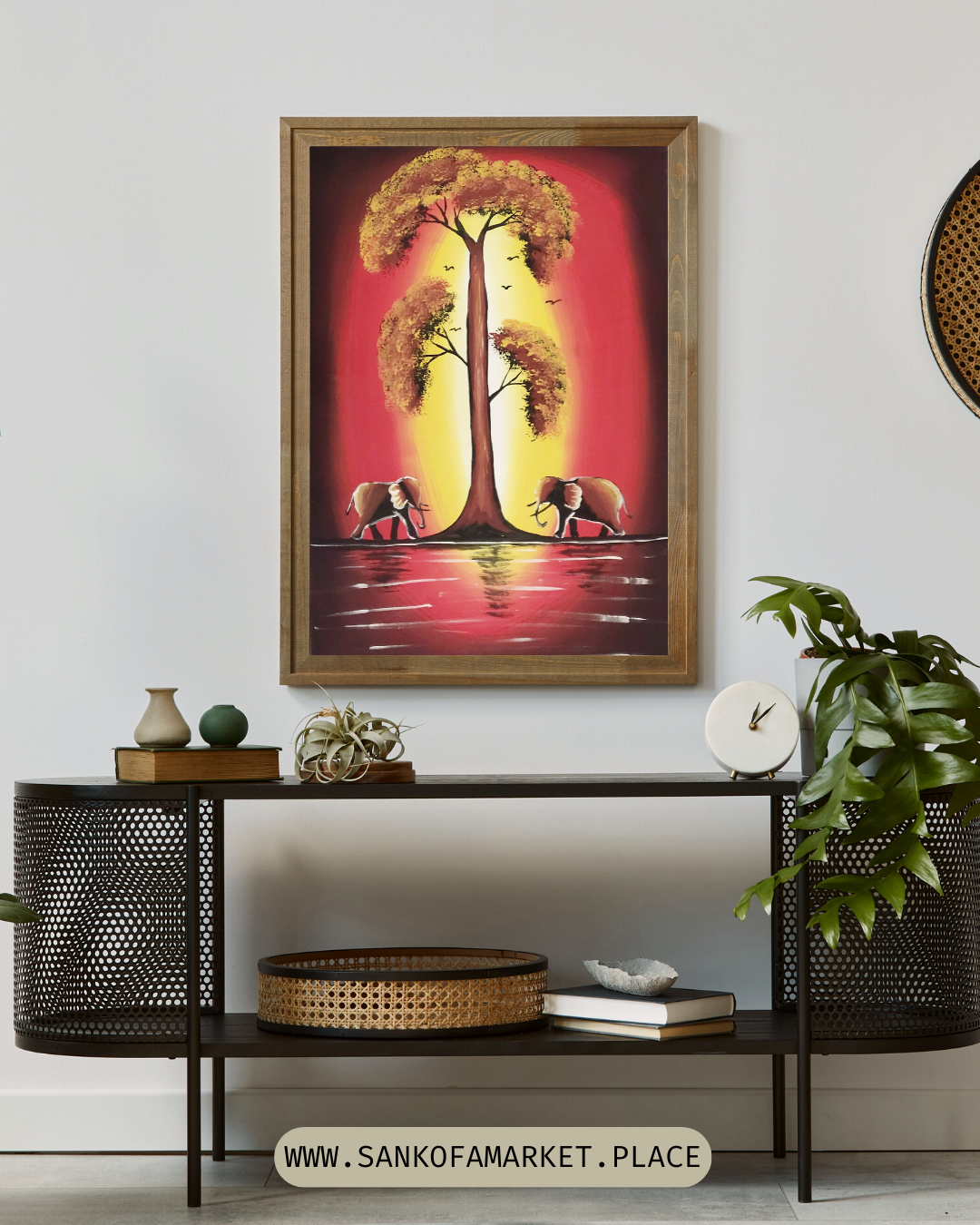 Canvas Wall Art For Living Room | Elephants Painting| Ayebea's Sankofa