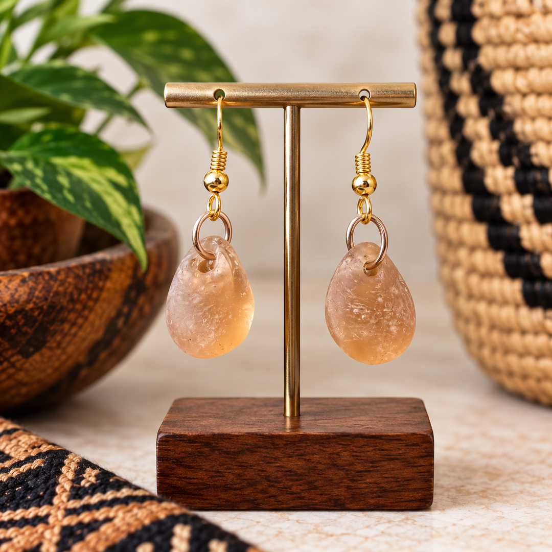 Recycled Glass & Copper Earrings