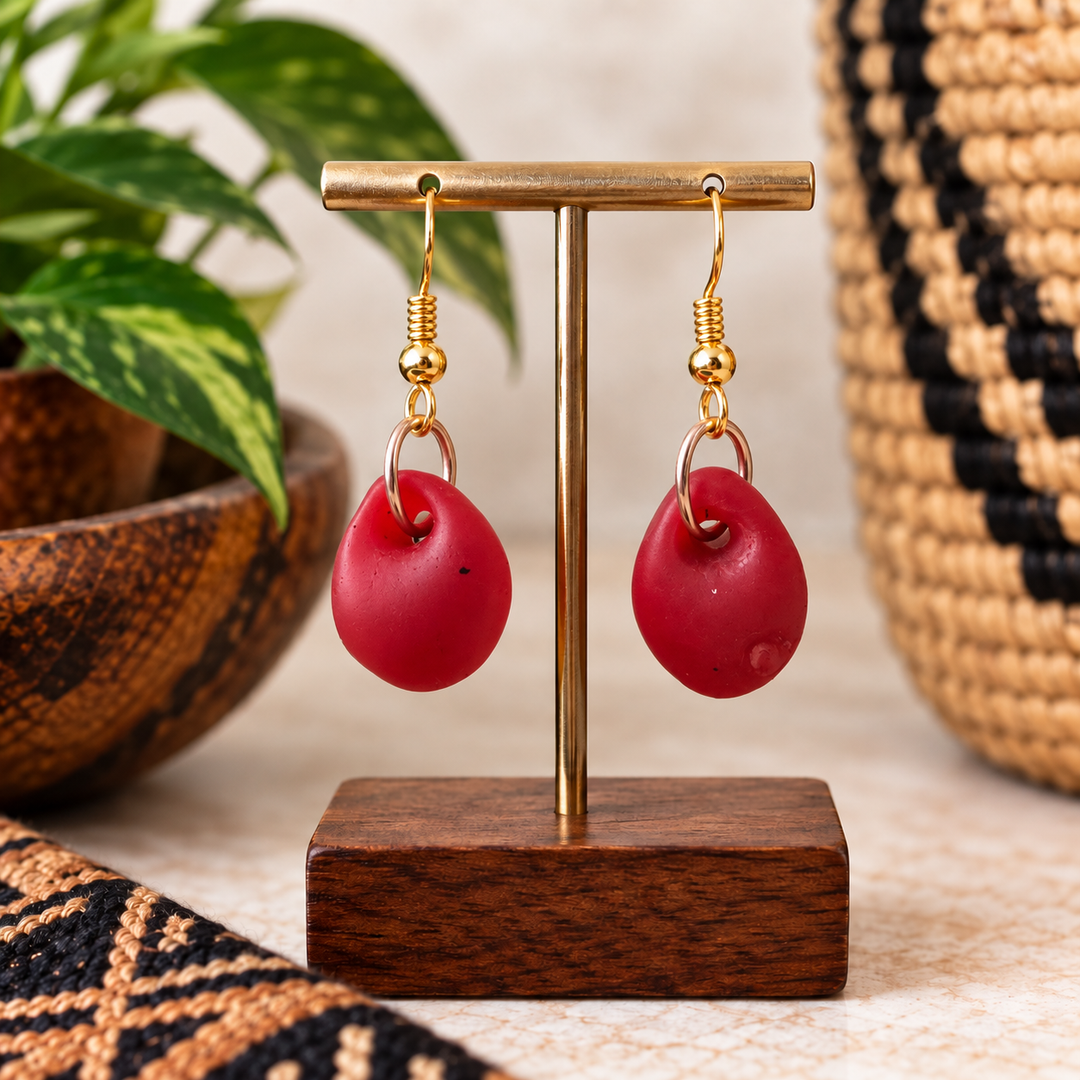Recycled Glass & Copper Earrings