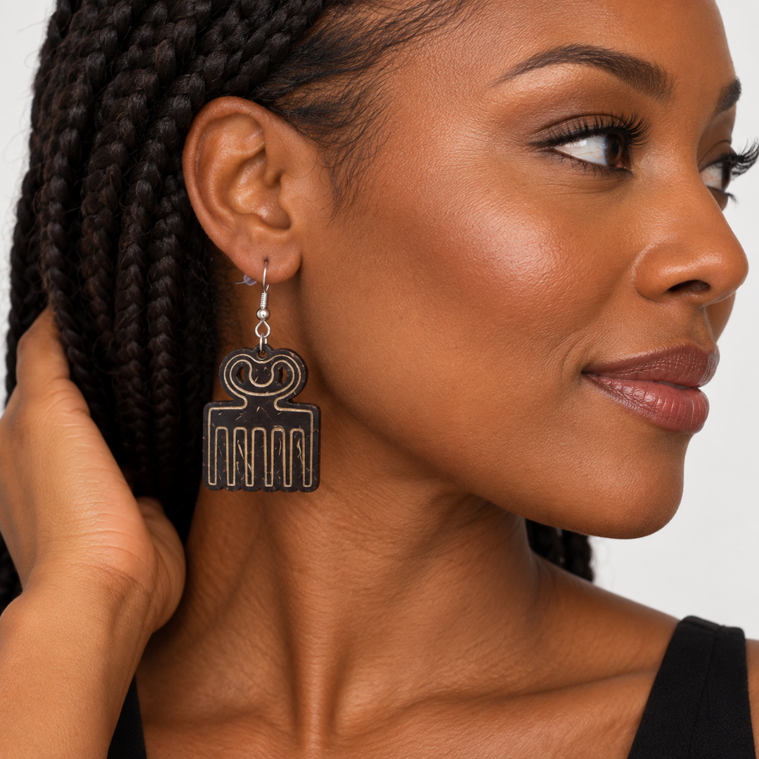Adom Shell Drops — Duafe Coconut Shell Earrings