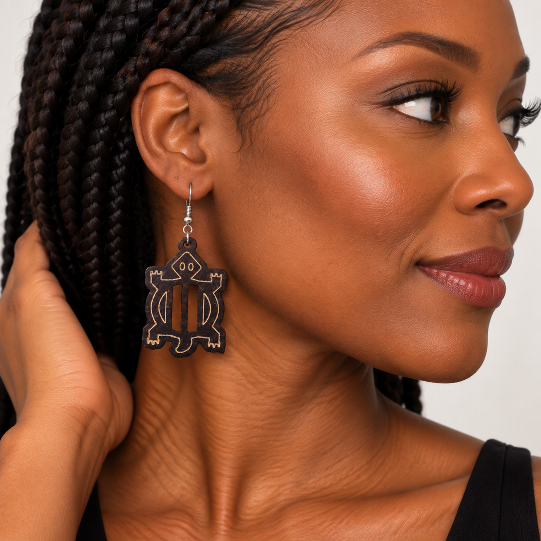 Adom Shell Drops — Denkyem Coconut Shell Earrings