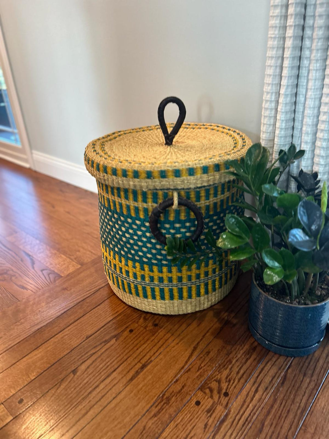 Handwoven Bolga Storage Basket with Lid