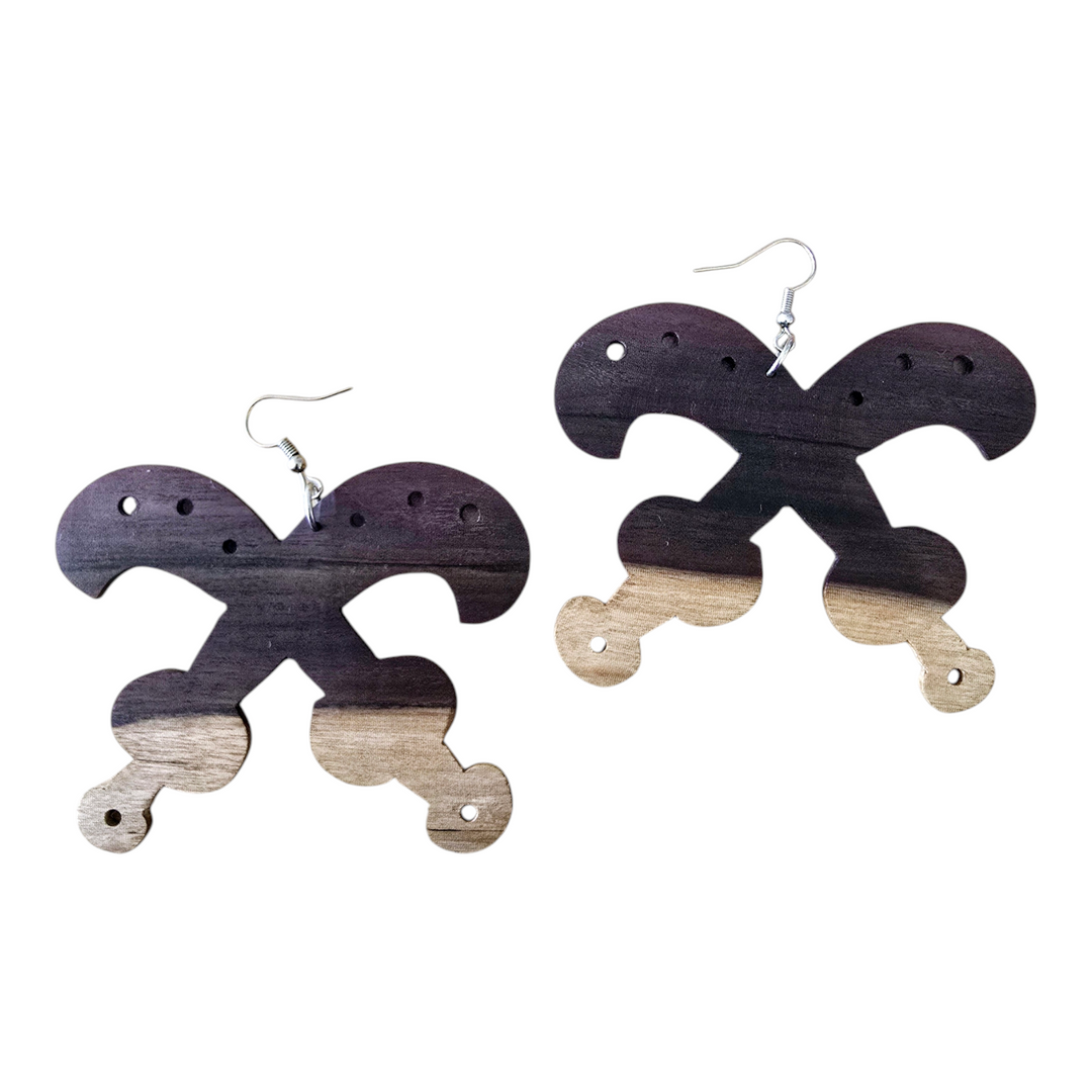 Jumbo Akofena Adinkra  Wooden Earrings