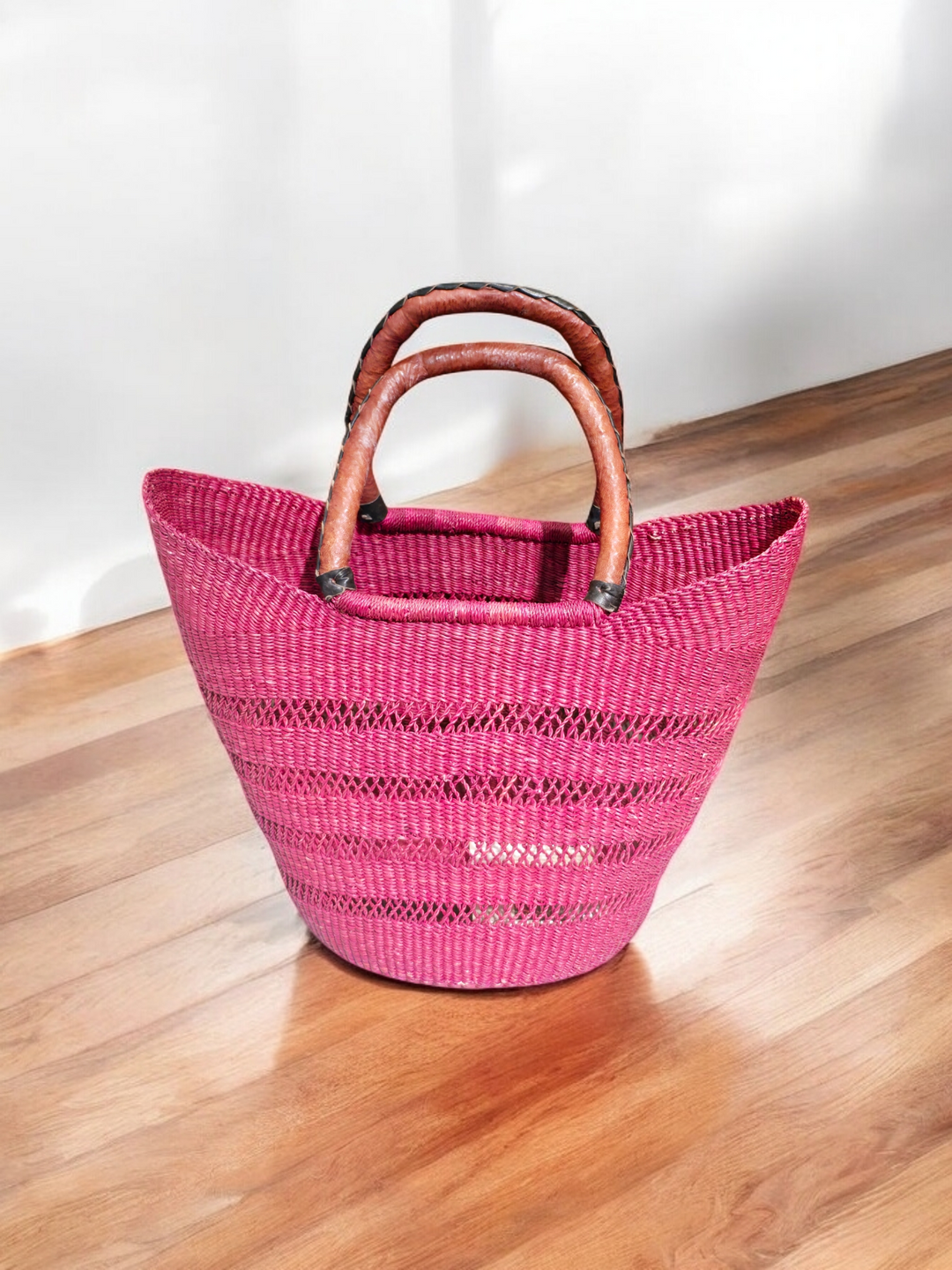 Bolga Shopper-Burgundy