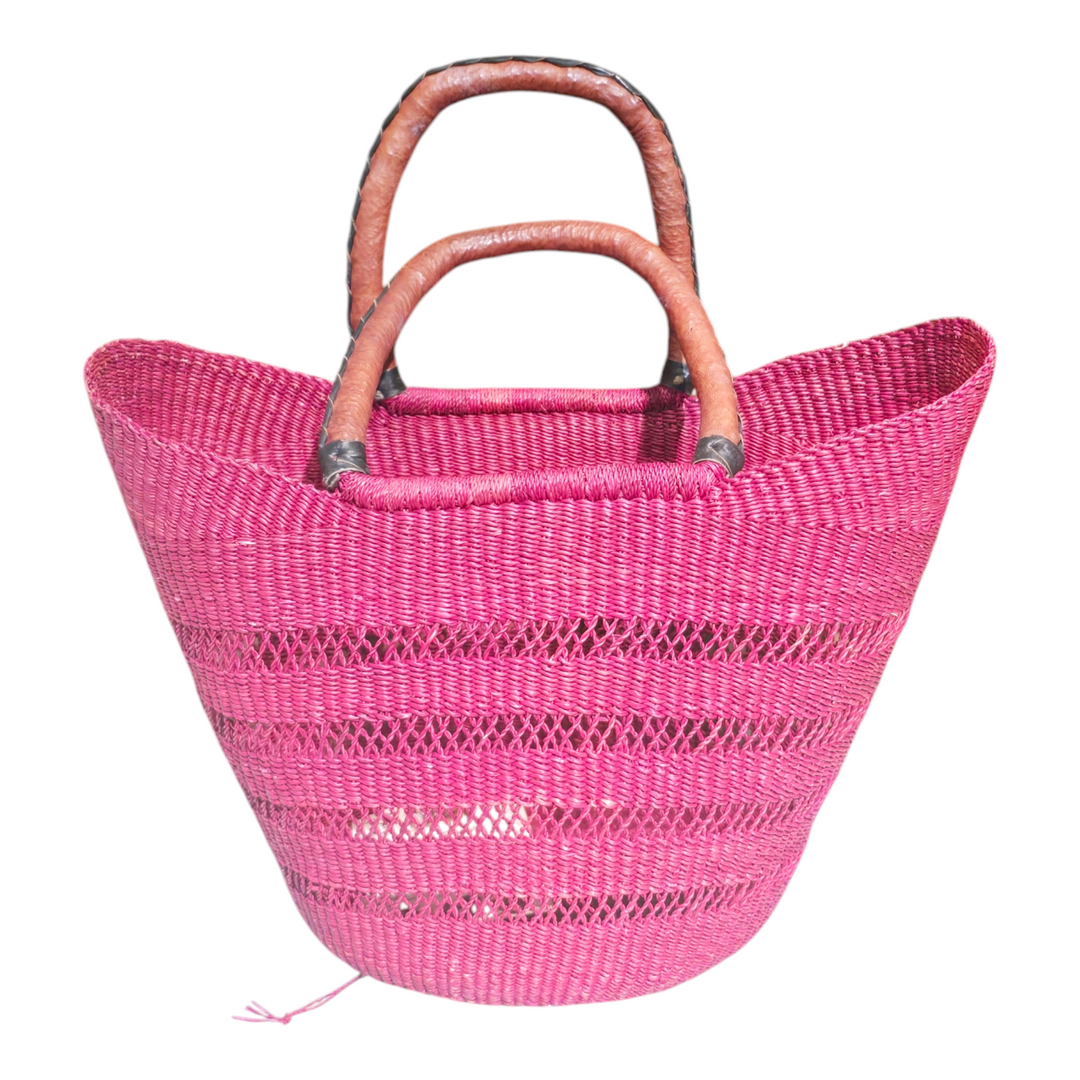 Bolga Shopper-Burgundy