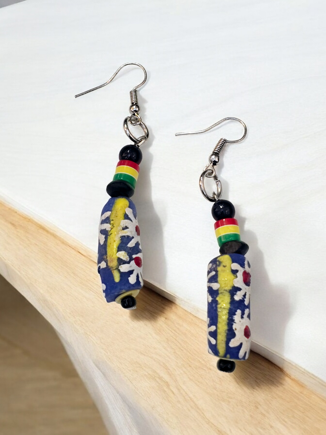 Manye Hand Painted Glass Beads Earrings