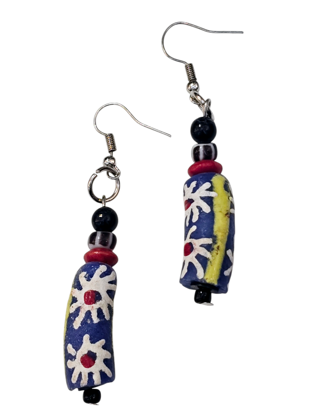 Manye Hand Painted Glass Beads Earrings