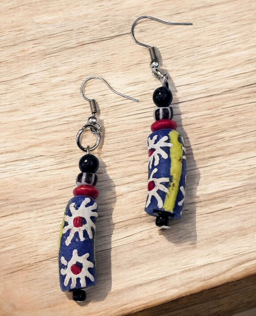 Manye Hand Painted Glass Beads Earrings