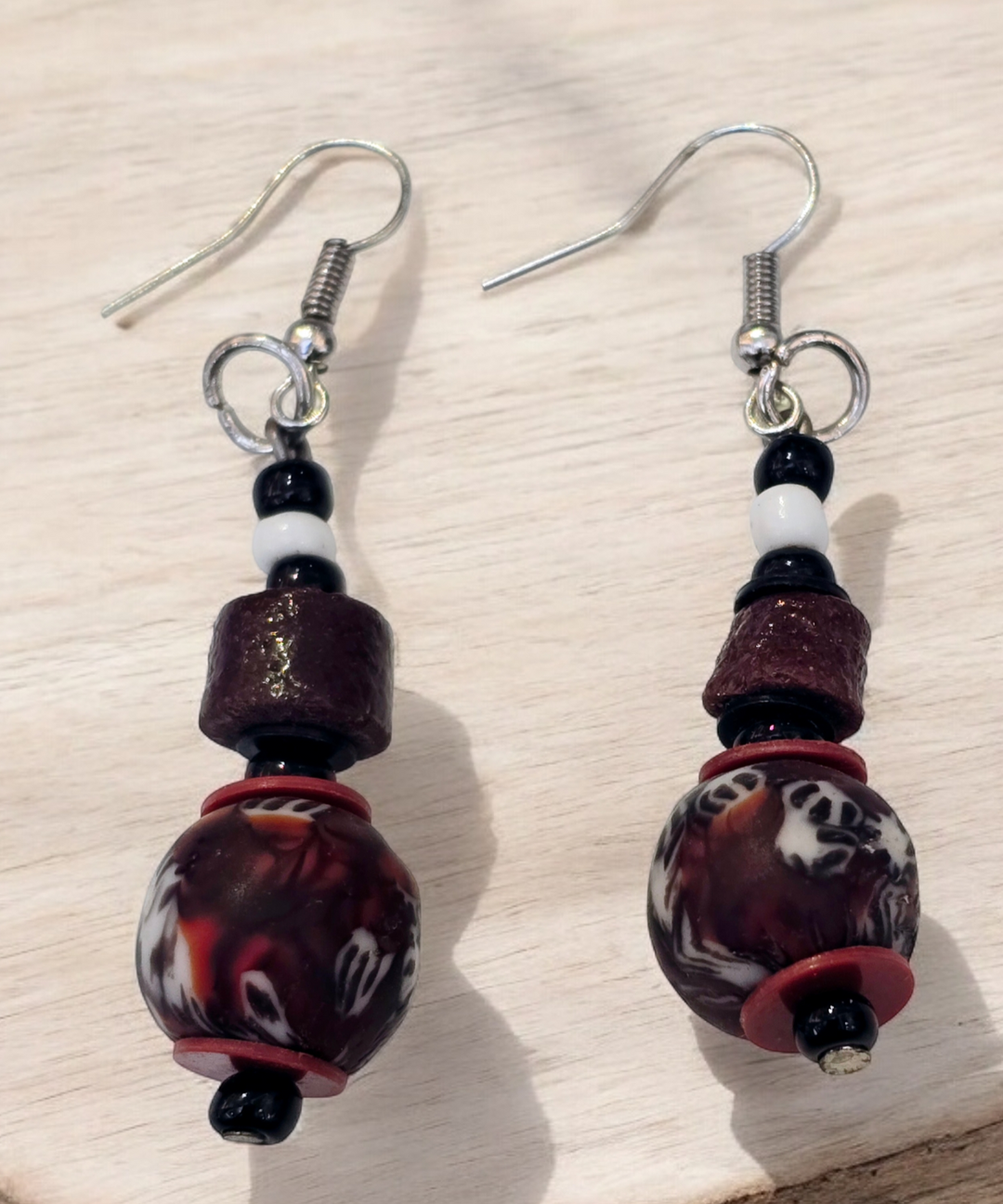 Manye Hand Painted Glass Beads Earrings