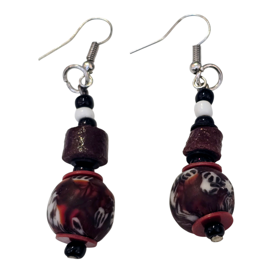 Manye Hand Painted Glass Beads Earrings