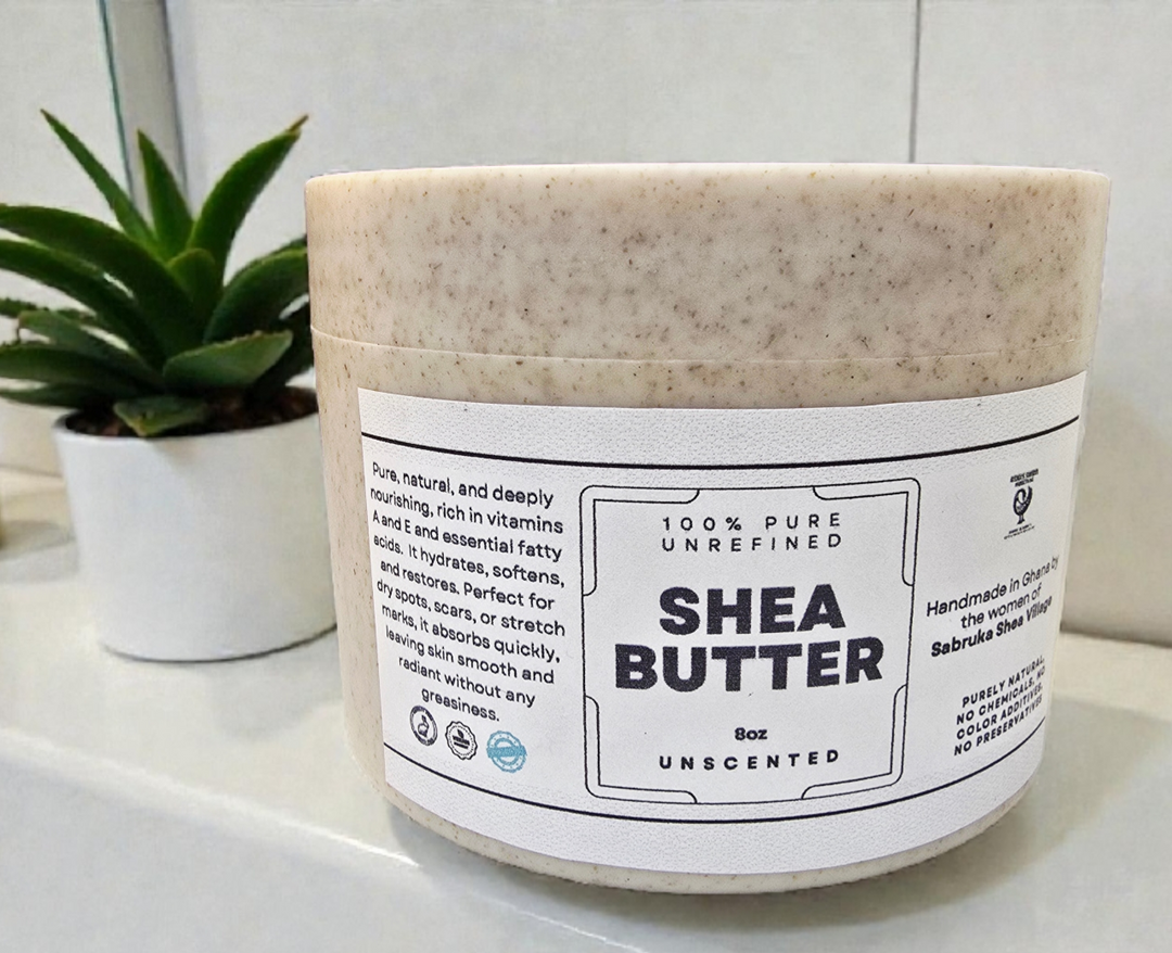 8oz Natural Shea Butter — Sustainably Packaged in Wheat Straw Jar