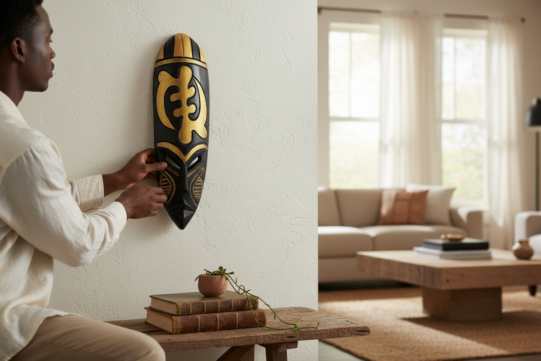 Gye Nyame- Hand Carved African Mask