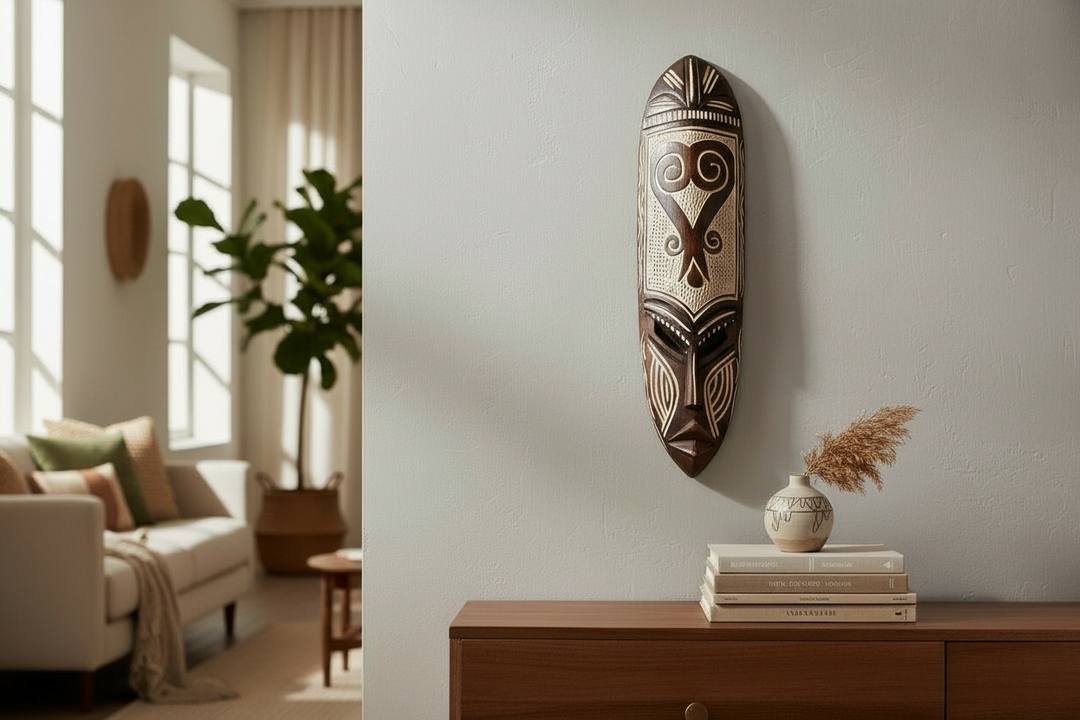 Sankofa-Adinkra Hand Carved African Mask