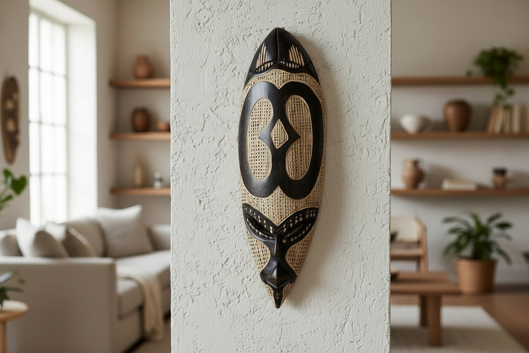 Adinkra Hand Carved African Mask-Nyame Biribi