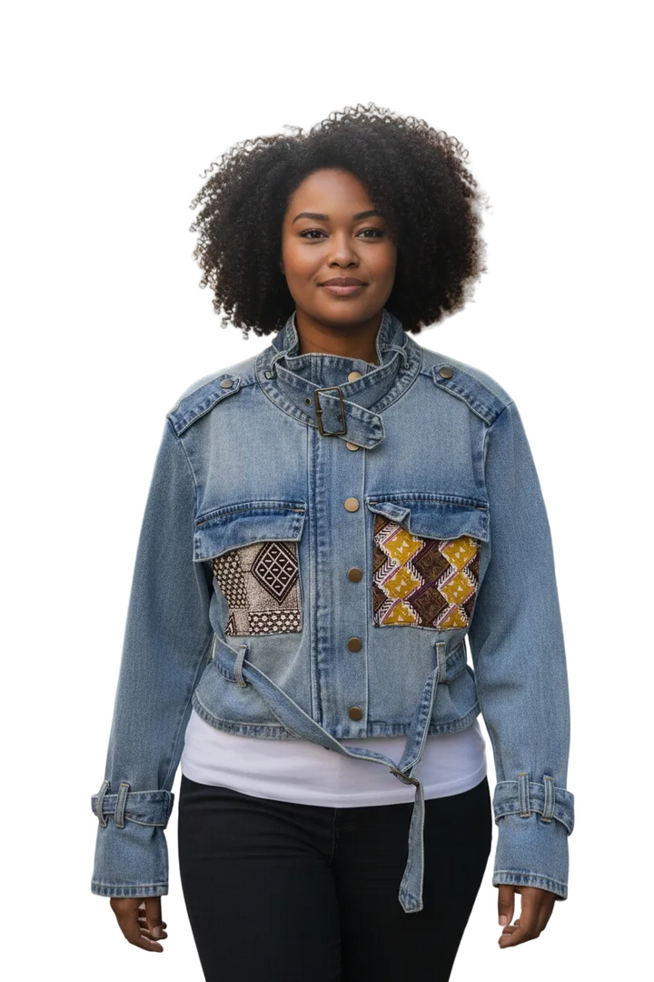 Sankofa-Denim Fusion Upcycled Jacket
