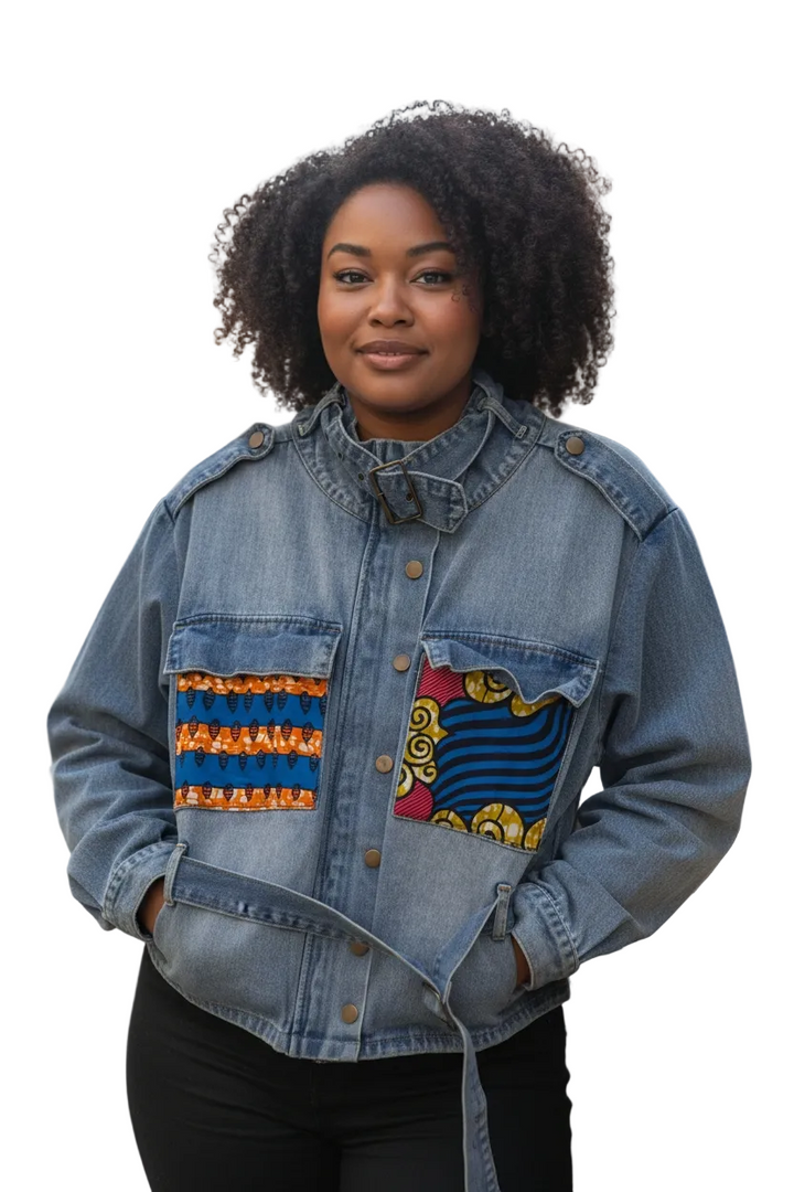 Gye Nyame-Denim Fusion Upcycled Jacket
