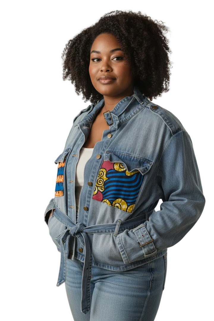 Gye Nyame-Denim Fusion Upcycled Jacket