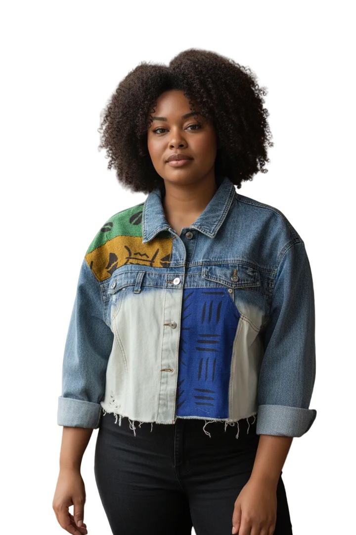 Denkyem-Denim Fusion Upcycled Jacket