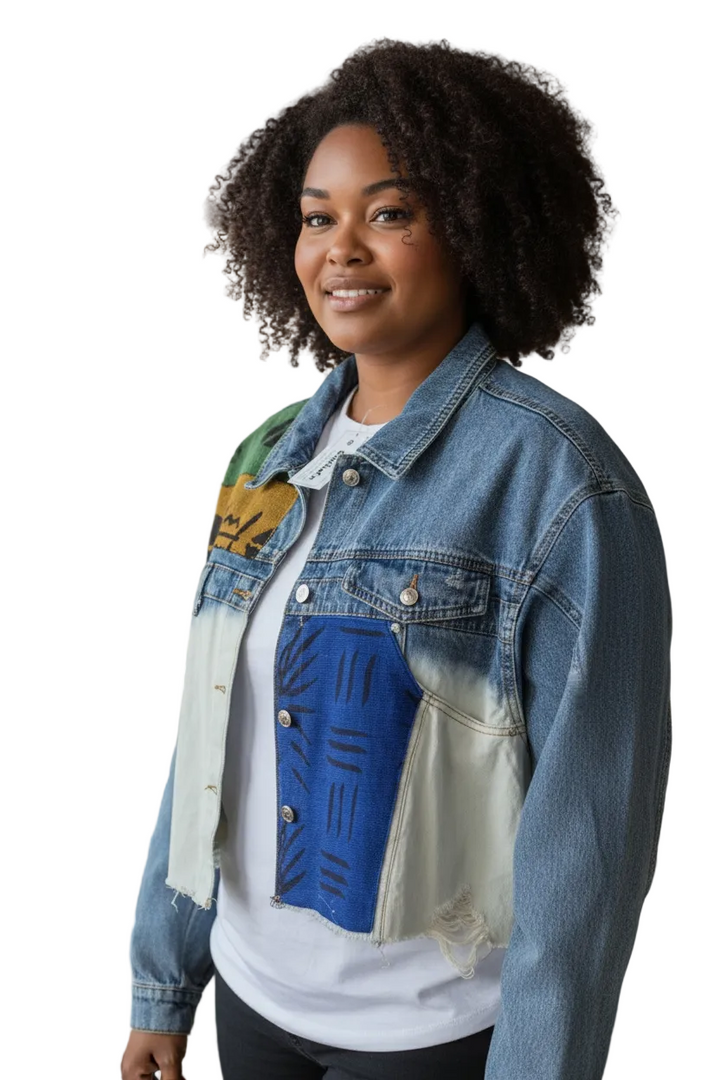 Denkyem-Denim Fusion Upcycled Jacket