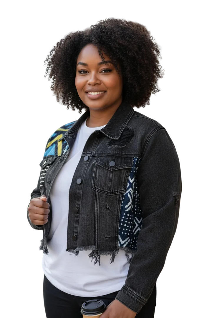 Denim Fusion Upcycled Jacket-Gye Nyame
