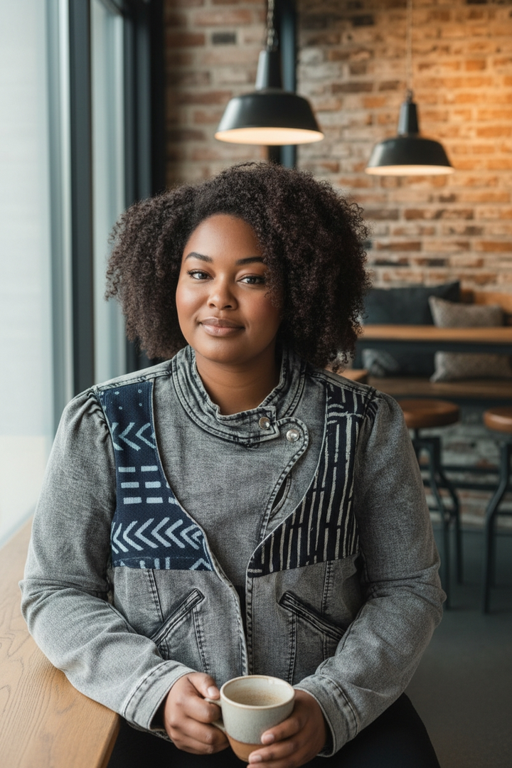 Sankofa-Denim Fusion Upcycled Jacket