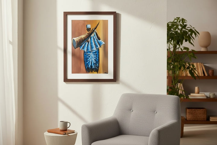 The Horn Caller|Handcrafted Ghanaian Cultural Painting
