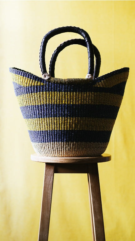 Bolga Shopper-Blue and Gold