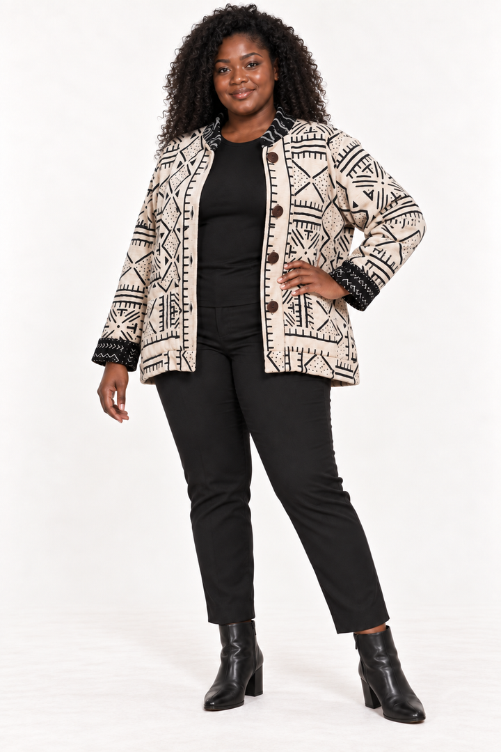 Lareba Cream & Black Bogolan Jacket